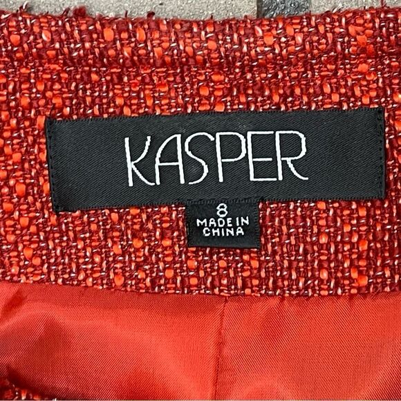 Kasper Redish Tweed Jacket Blazer Fringe 3/4 Sleeve Sz 8 Office Feminine Classic - Picture 5 of 7